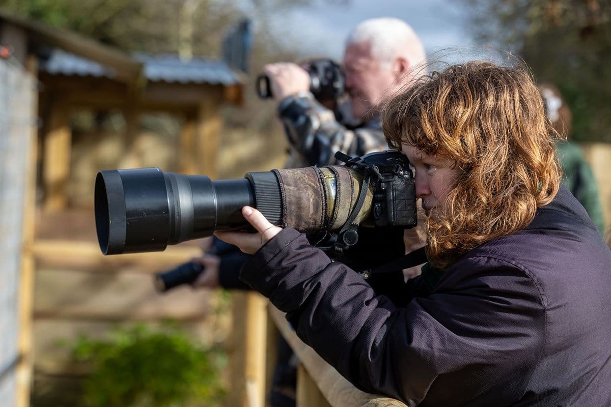 Photographers taking photos of something out of frame